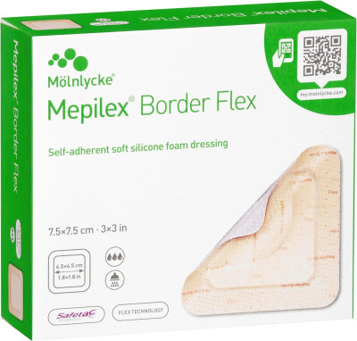 Molnlycke Mepilex® Border FLEX 有邊型泡沫敷料貼 7.5 X 7.5cm
