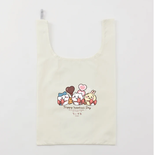 2026 Chiikawa Happy Valentine's Day Eco Bag, Medium Size (蝴蝶結款,4色)