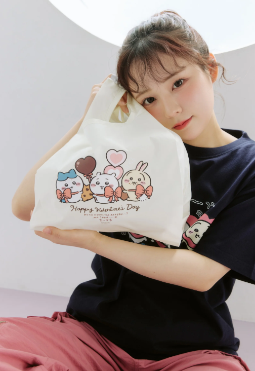 2026 Chiikawa Happy Valentine's Day Eco Bag, Medium Size (蝴蝶結款,4色)