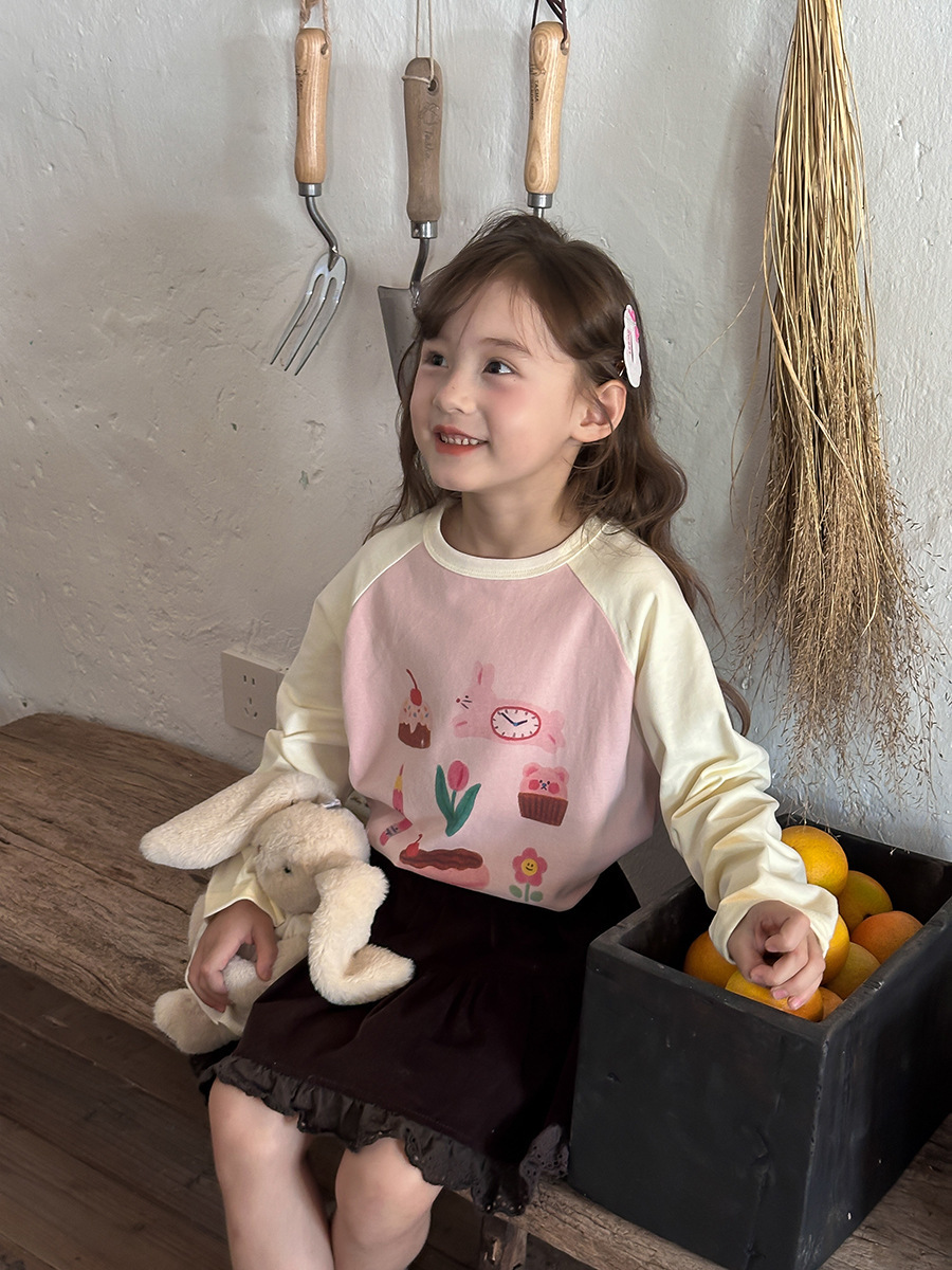 柔軟舒適插肩印花上衣(90-170)