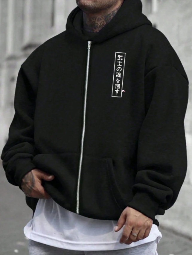 KADMAX大尺碼 - 大碼武士刀櫻花印花帽TEE〈KSMS2749〉