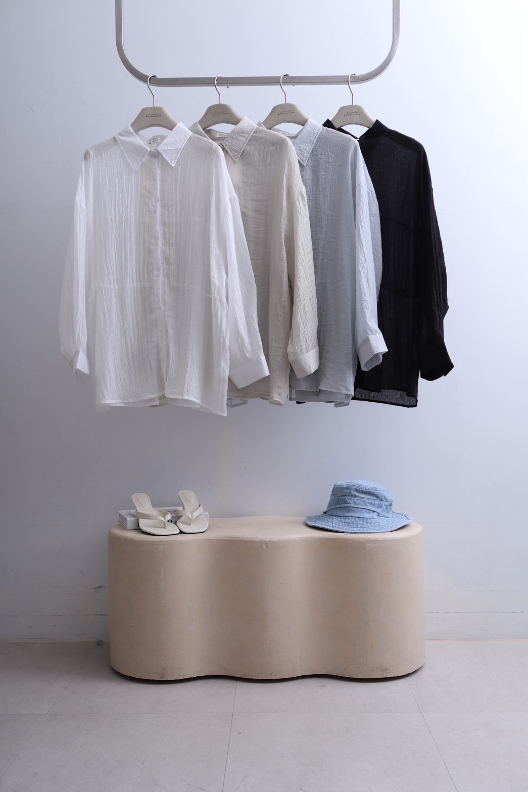 A3324-後綁帶透膚襯衫