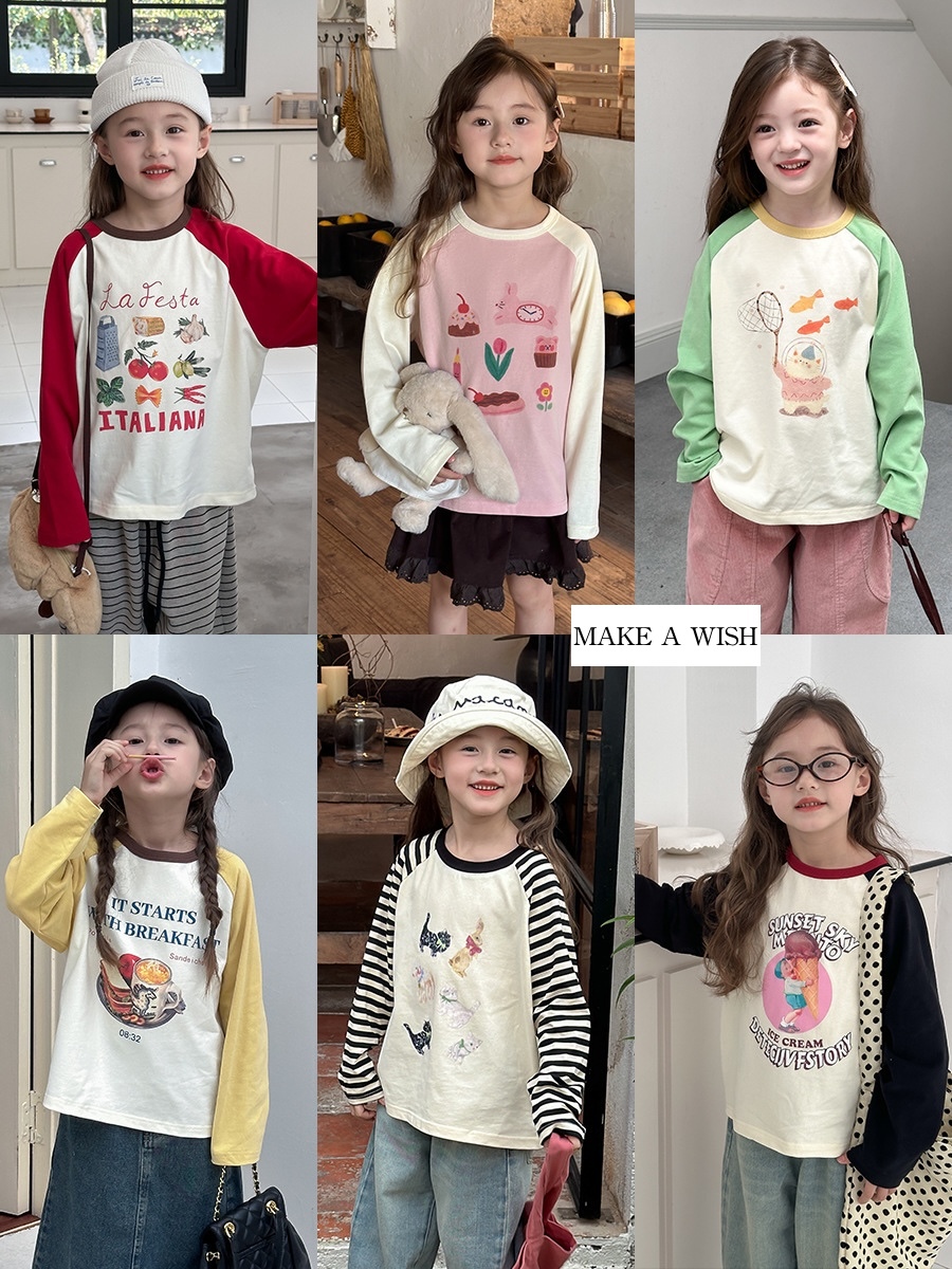 柔軟舒適插肩印花上衣(90-170)