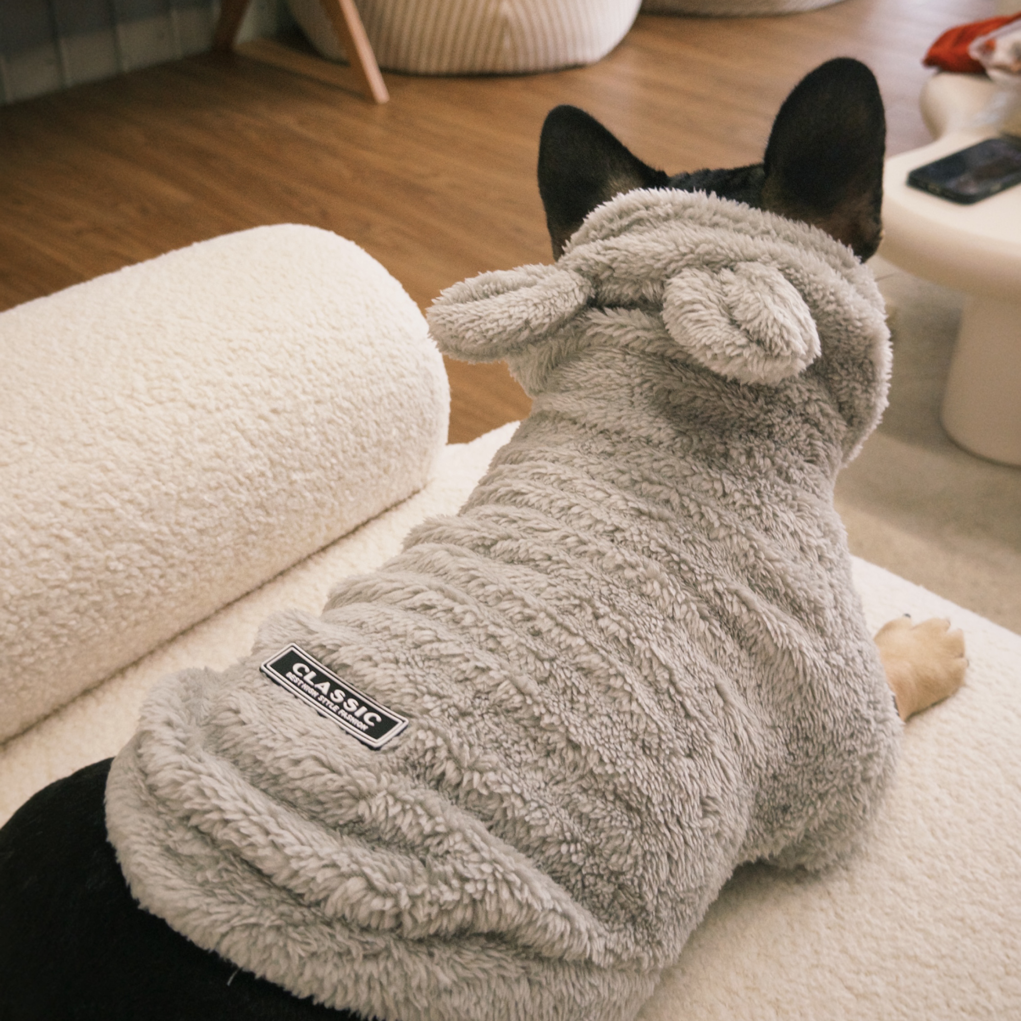 毛絨絨連帽兔耳寵物裝