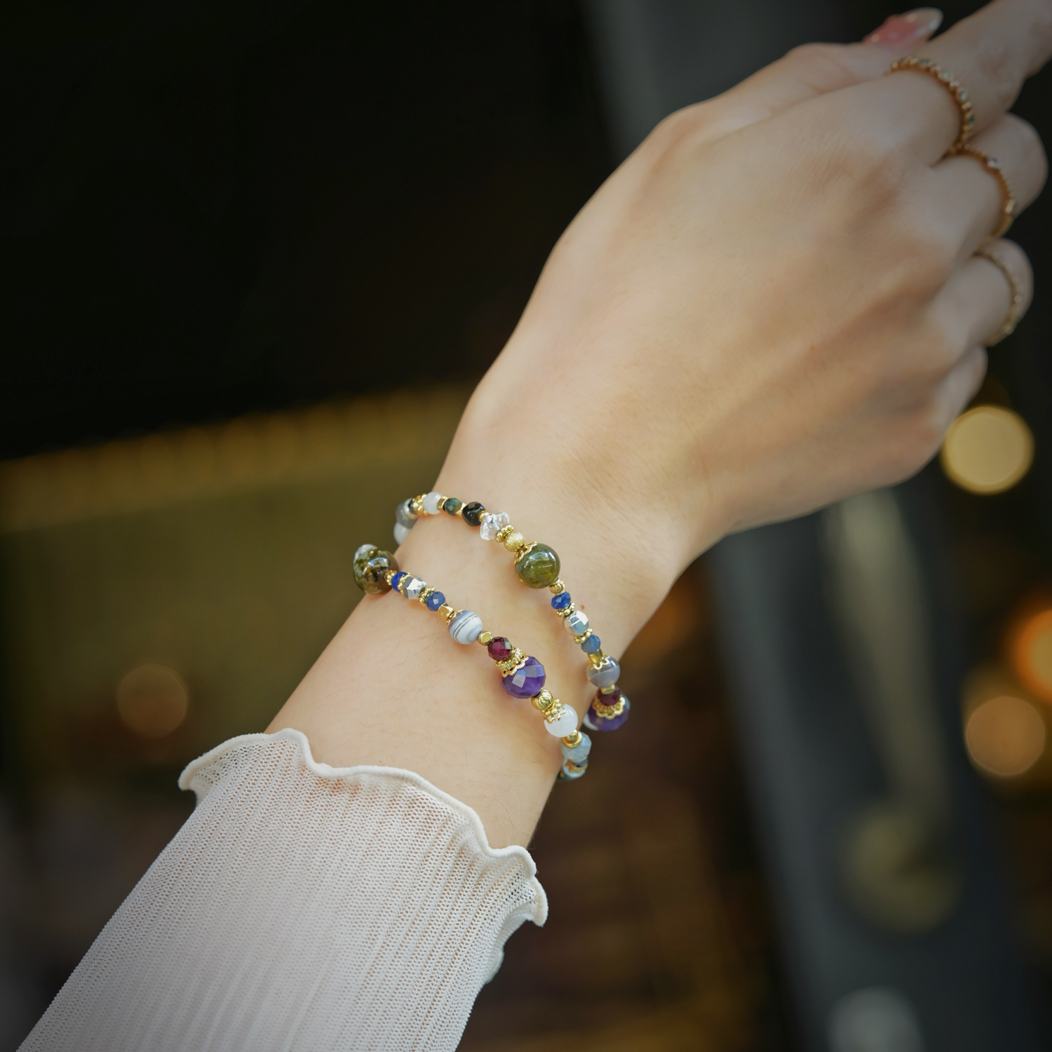 雙面女伶｜沙弗萊紫水晶雙圈手鍊 C1767