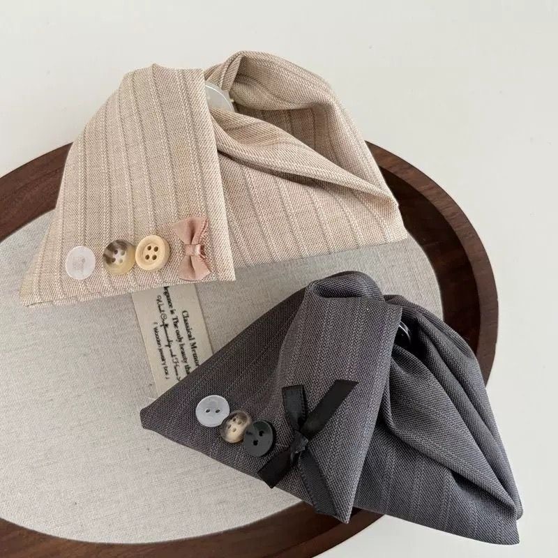 Minimal Fabric Striped Triangle Button Hair Claw