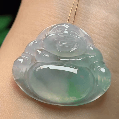 118352 翡翠冰種飄綠佛公