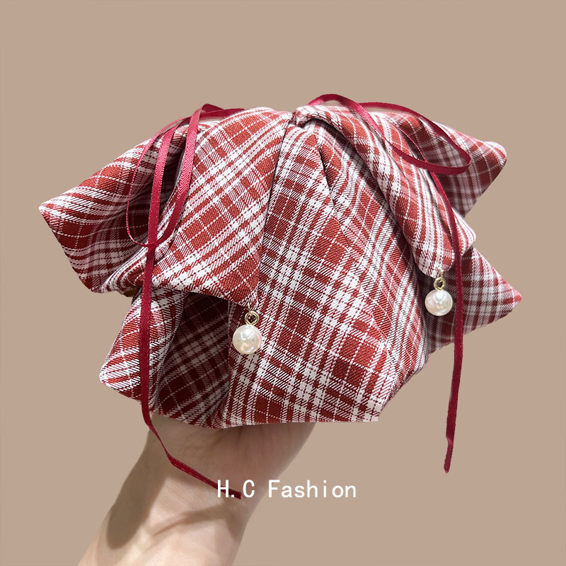 Exquisite Polka Dot Plaid Bow Ponytail Clip