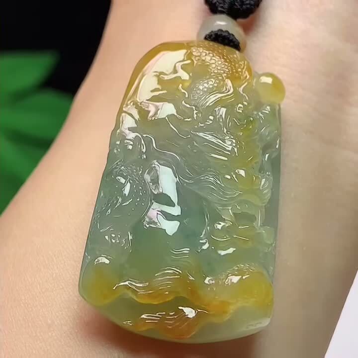 118353 翡翠黃翡龍牌