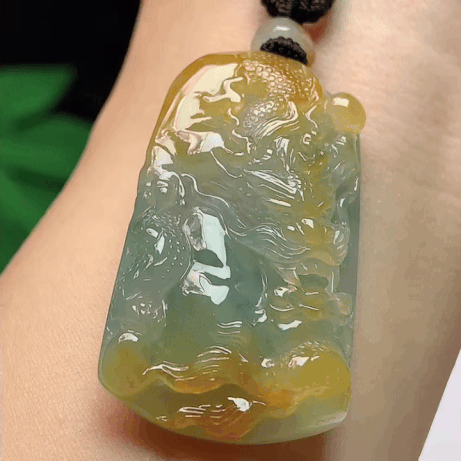 118353 翡翠黃翡龍牌