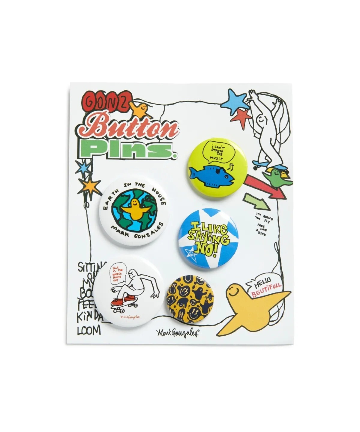 【OWN】Mark Gonzales 徽章 組合 別針 一組五個 背包裝飾