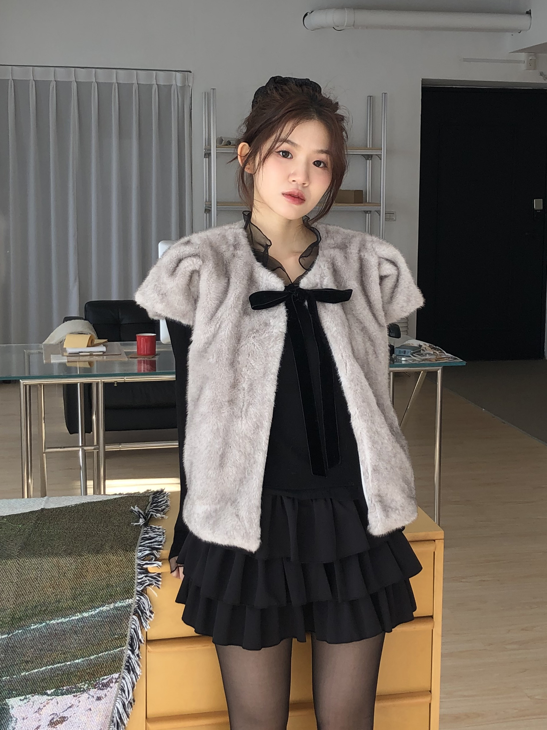 短絨毛綁帶背心