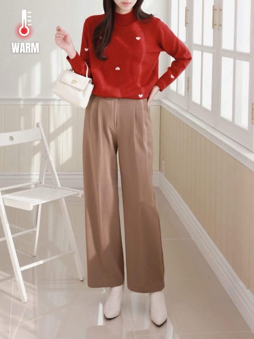 Fern 彈性打摺刷絨西裝褲 [ 3色 / S,M,L ]