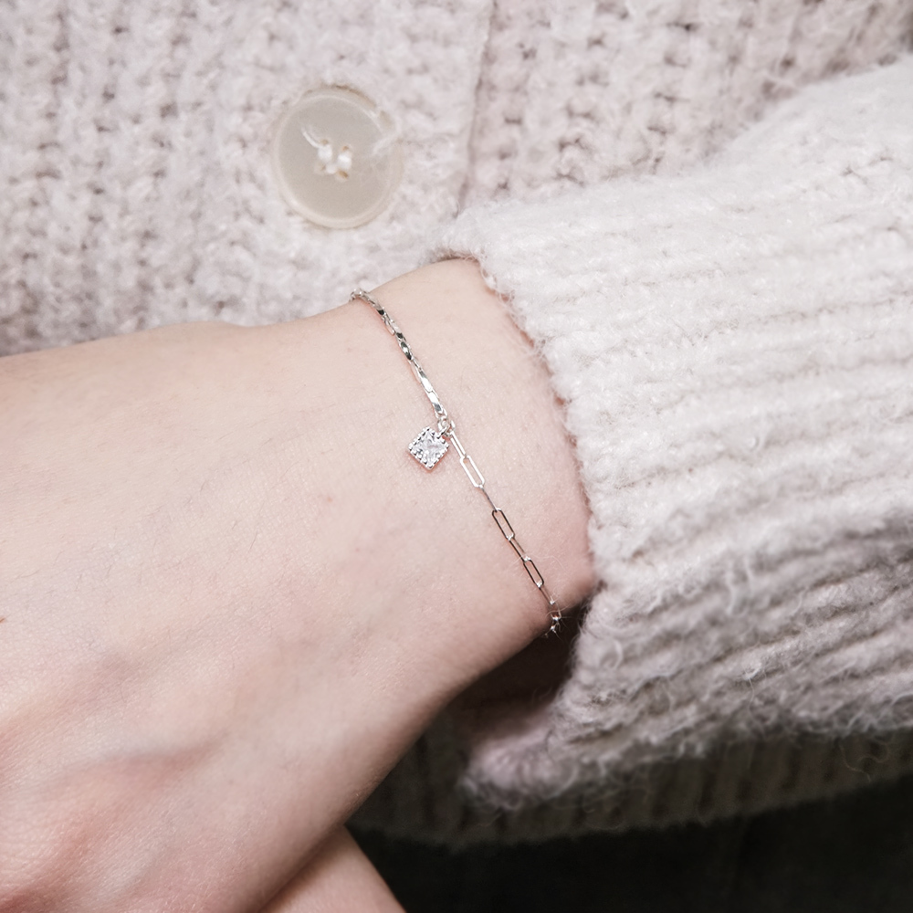 【快速出貨】【網路限定】仰望銀河 半半手鍊 小方鑽款 925純銀 女生手鍊