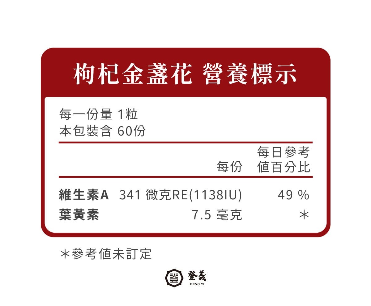 登義枸杞金盞花複方膠囊營養標示