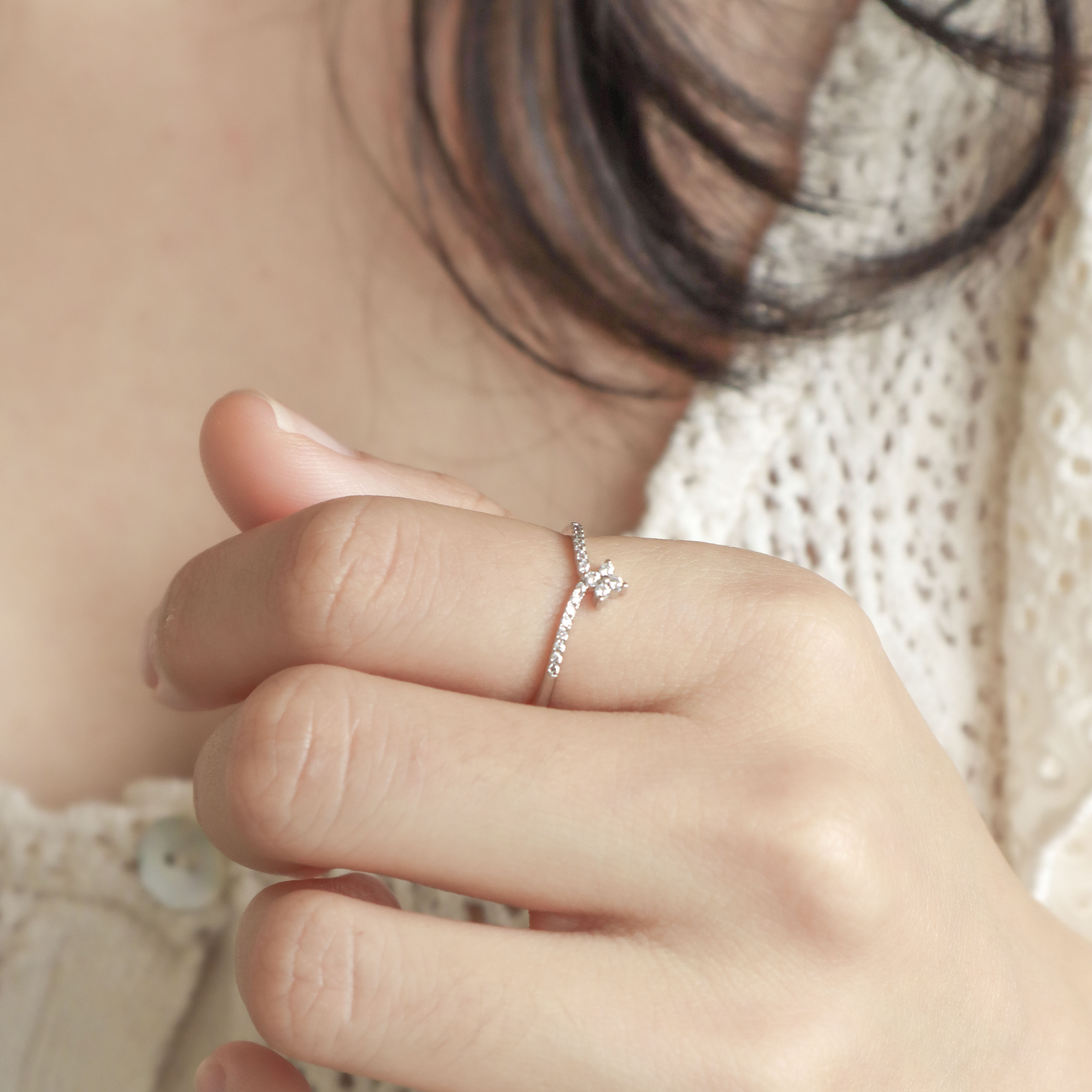 Silver/微笑十字花冠戒指