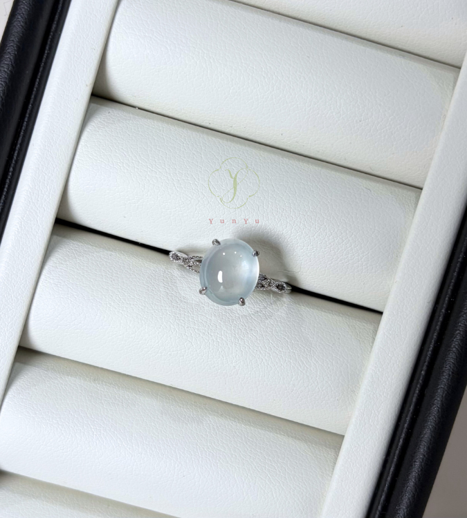 冰晴底翡翠戒指(銀鑲B款)