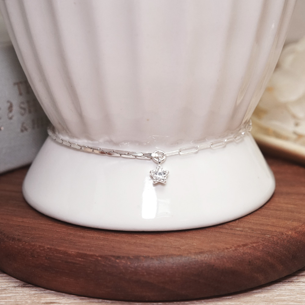 【快速出貨】情人節禮物推薦【限量設計】仰望銀河 半半手鍊 小星星款 925純銀 女生手鍊