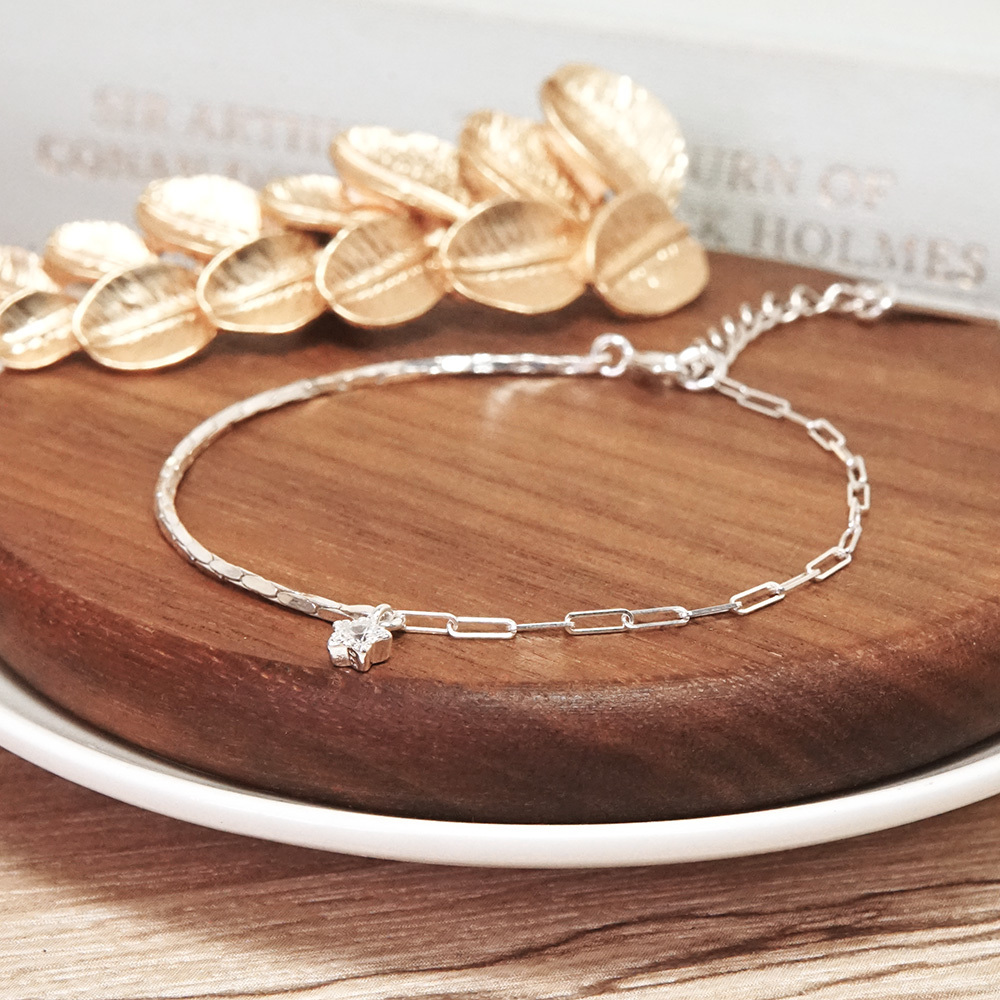 【快速出貨】情人節禮物推薦【限量設計】仰望銀河 半半手鍊 小星星款 925純銀 女生手鍊