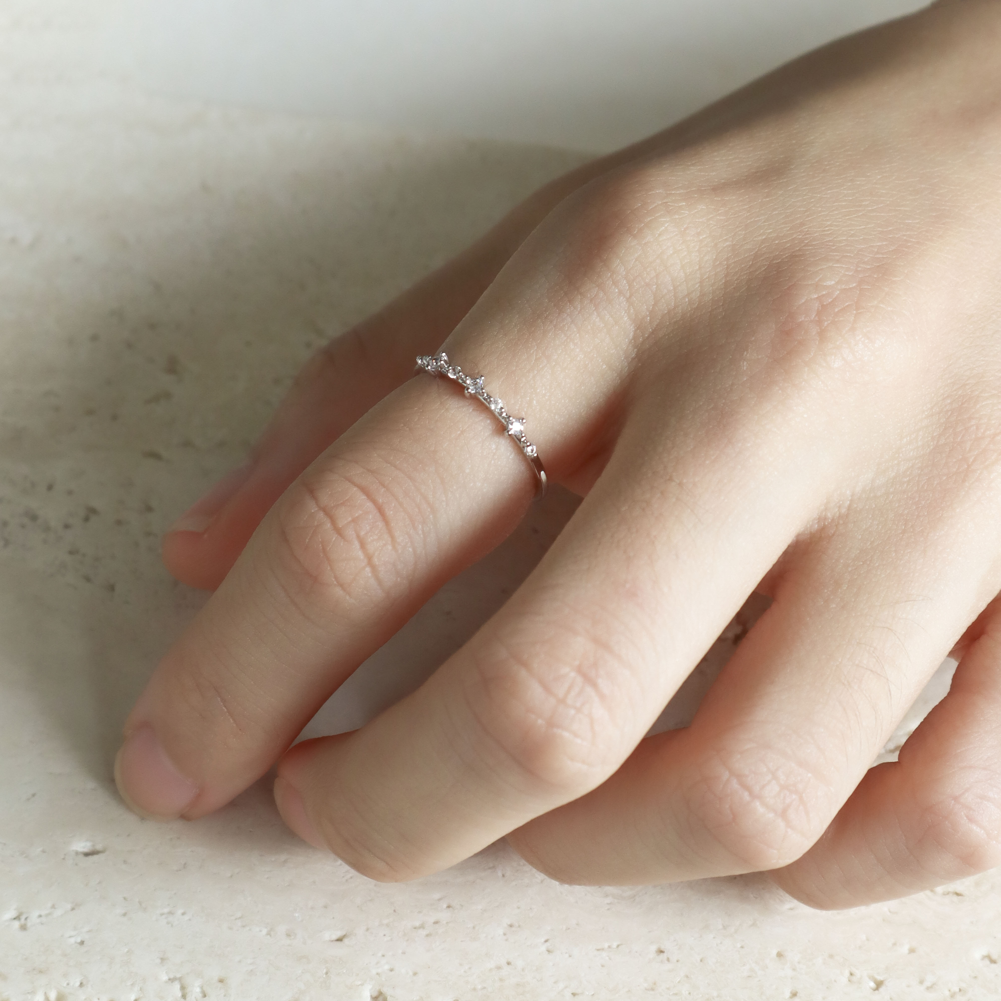 Silver/小花環戒指