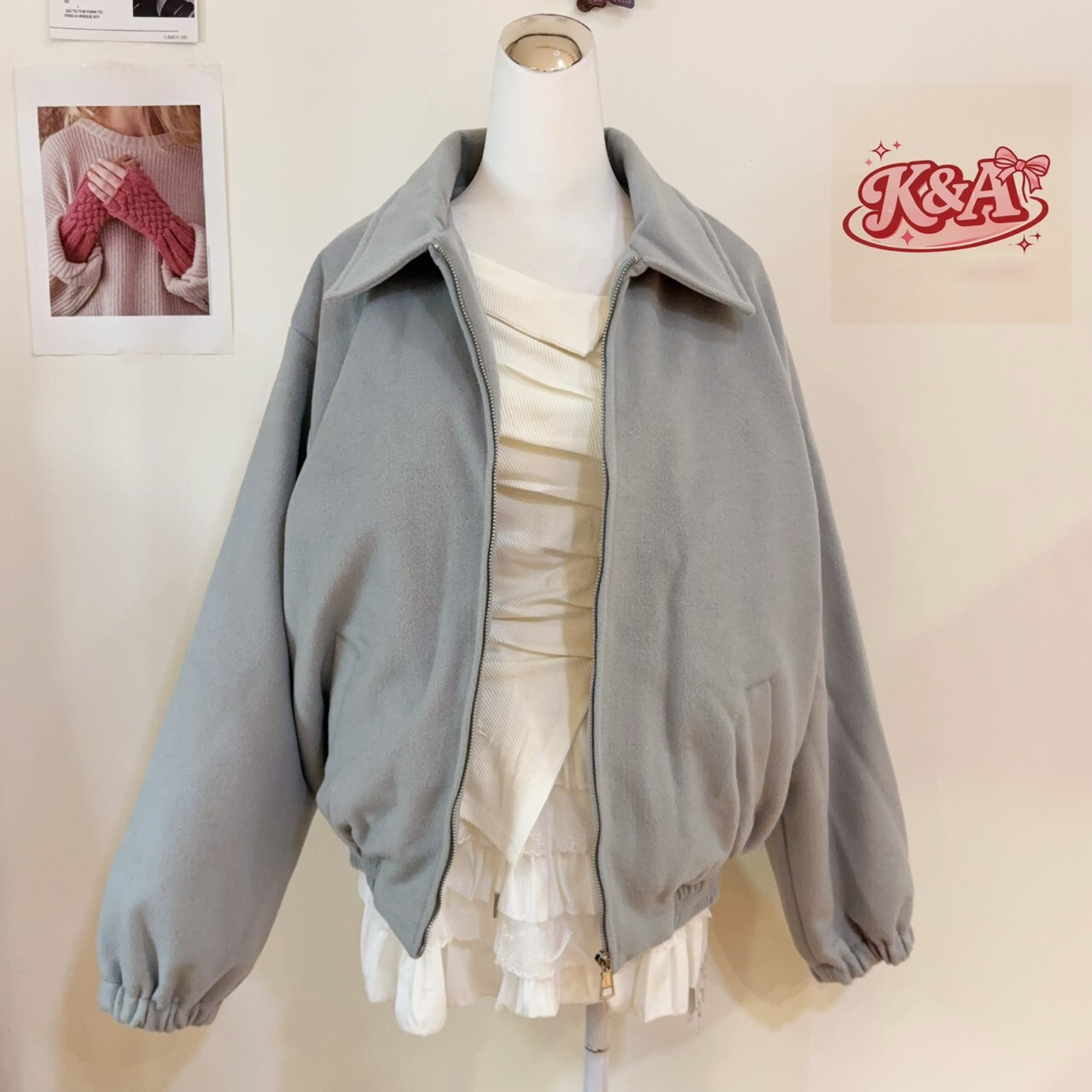 本檔必買/POLO領毛呢羽絨外套