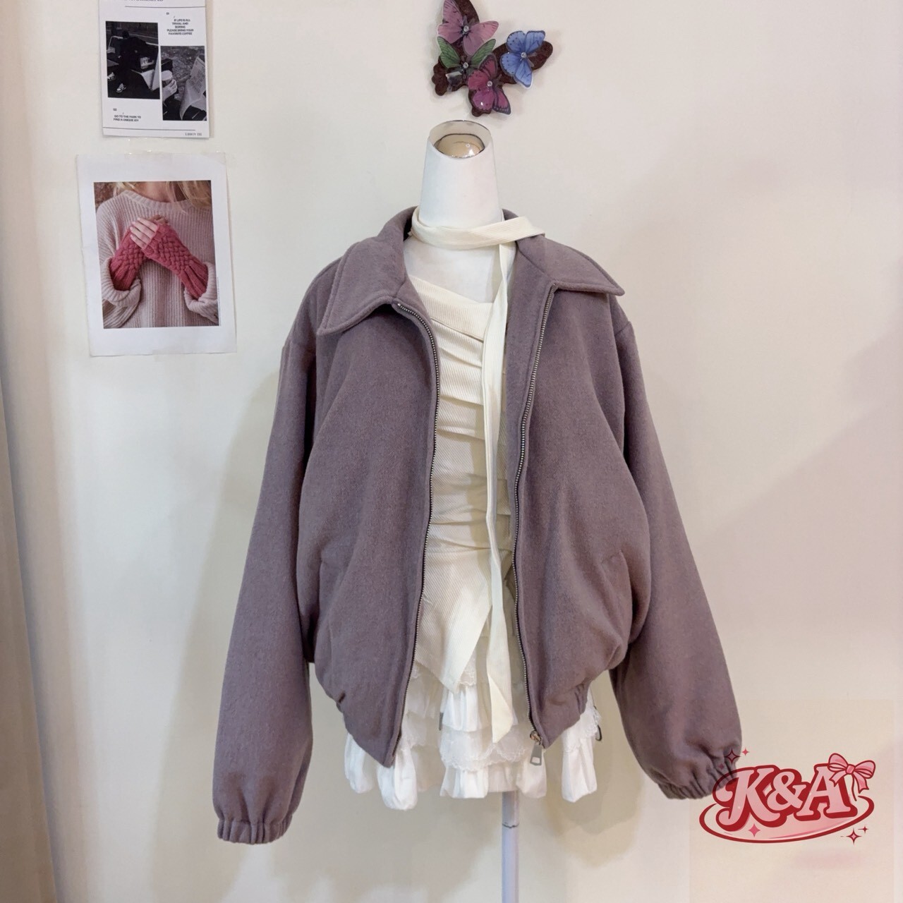 本檔必買/POLO領毛呢羽絨外套