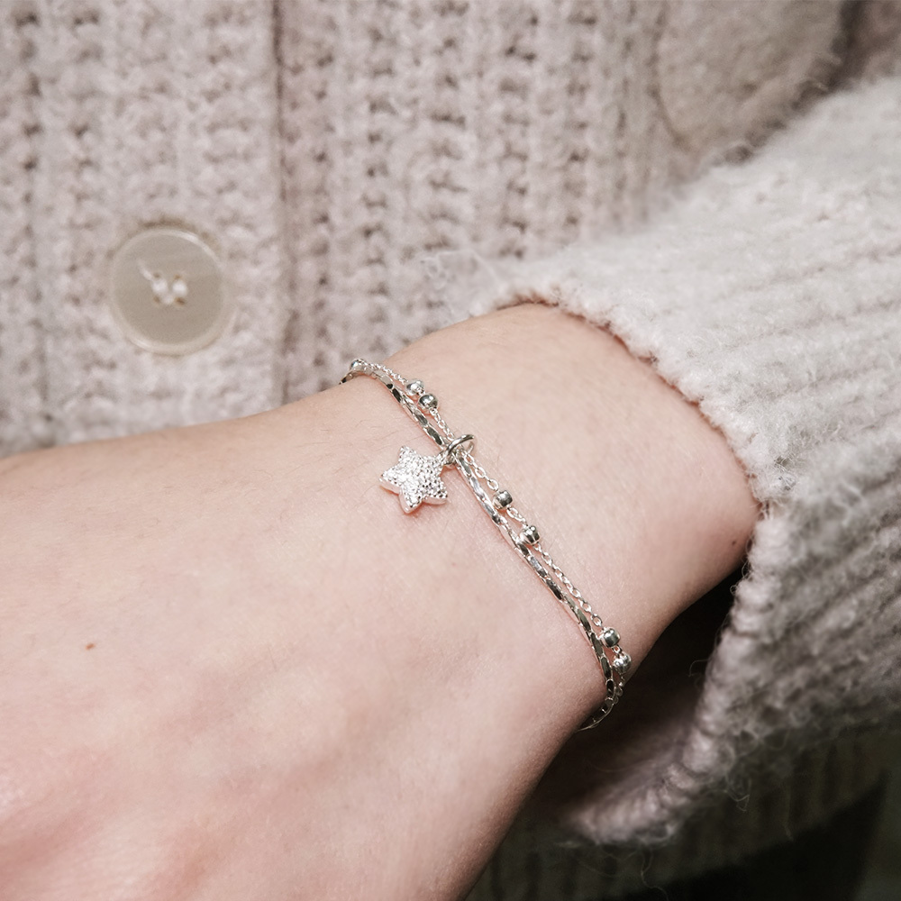 【快速出貨】【網路限定】繁星手鍊 蛇鍊設計 滿鑽星星款 925純銀 女生手鍊