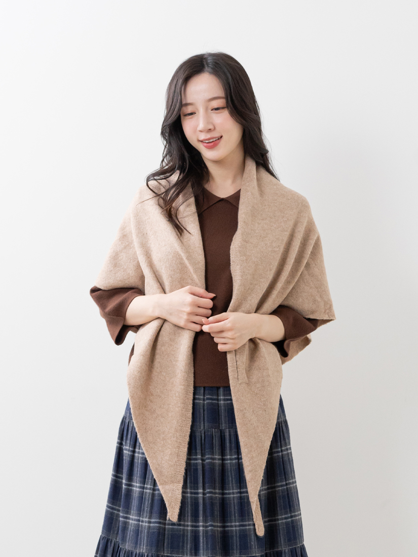 領片蓬袖針織上衣格紋法蘭絨蛋糕裙組合