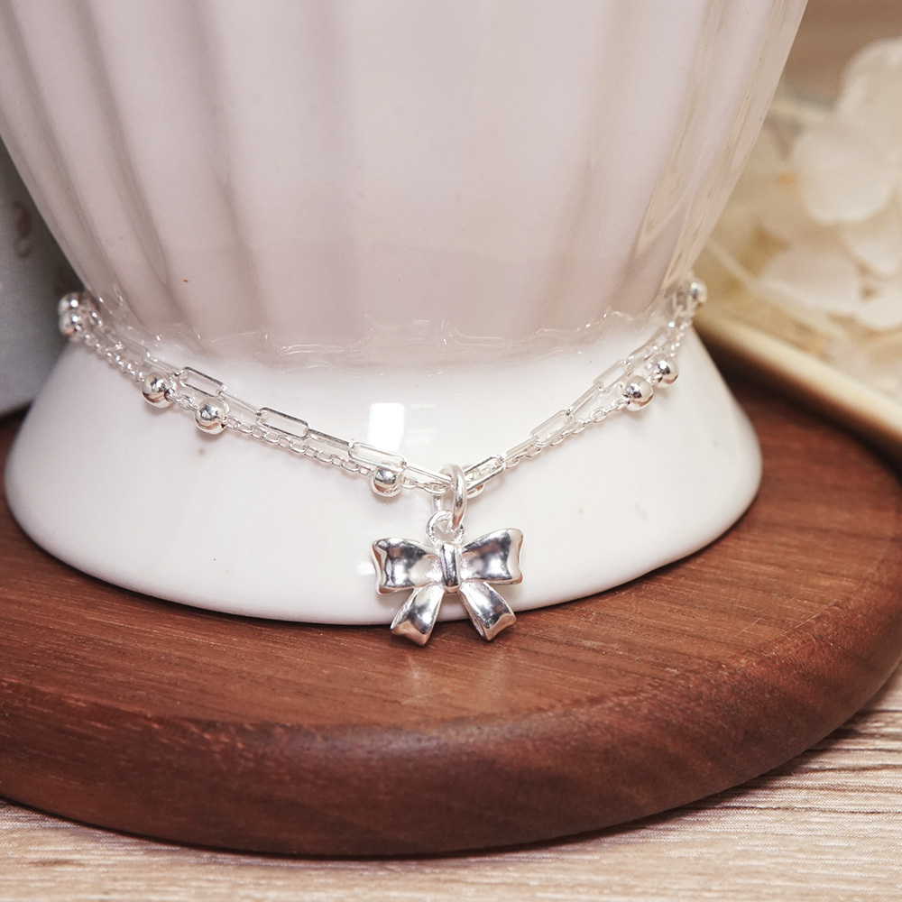 【快速出貨】【網路限定】繁星手鍊 長方圈設計 蝴蝶結款 925純銀 女生手鍊