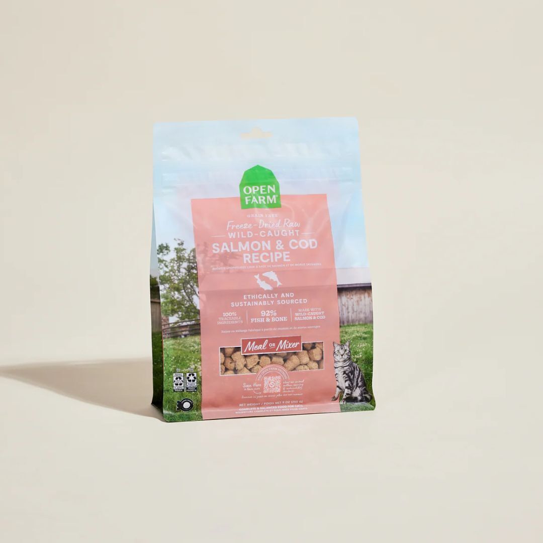Open Farm 冷凍脫水野生三文魚鱈魚貓糧 9oz (Exp: May-2027)