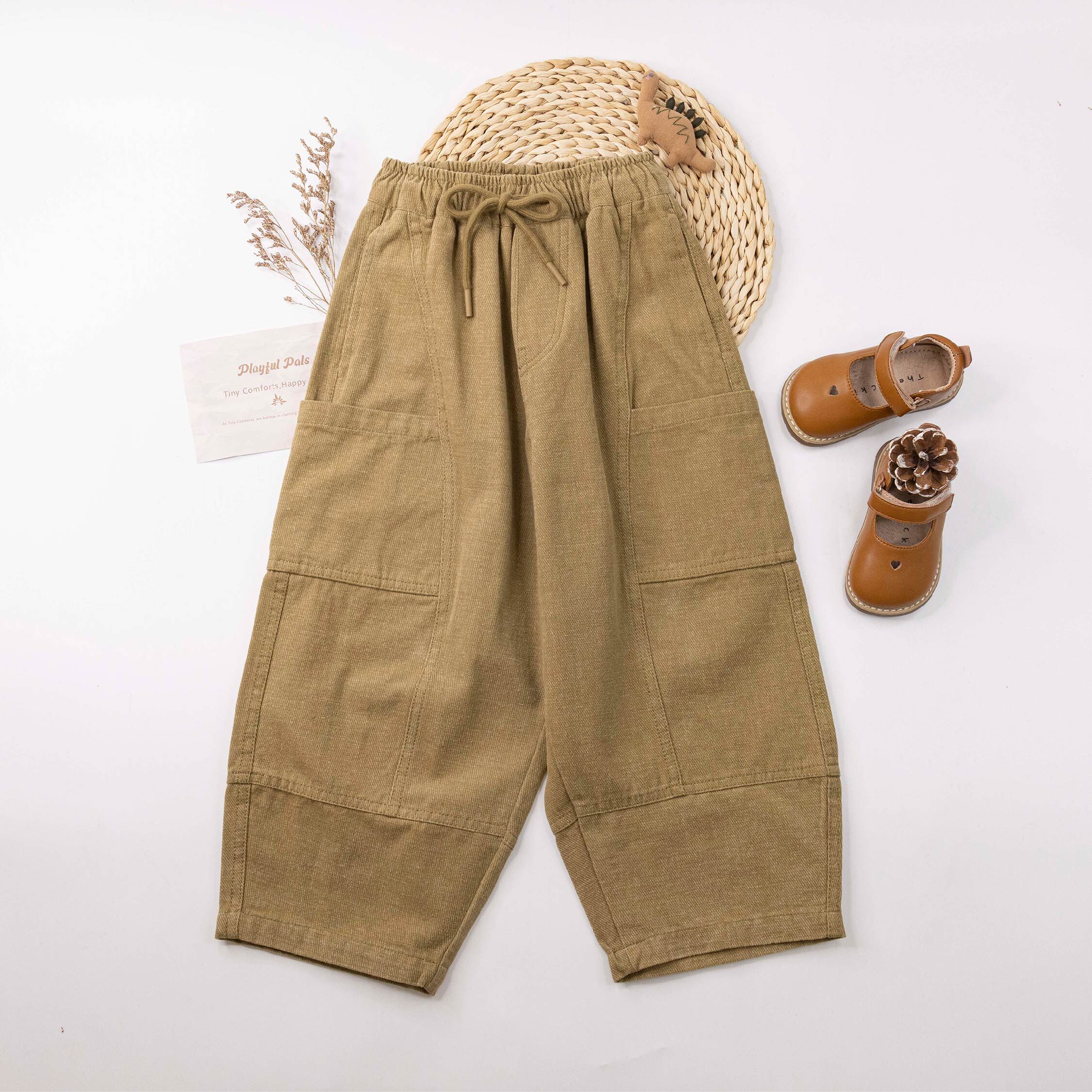 【H55777】質感抽繩設計工裝錐形褲