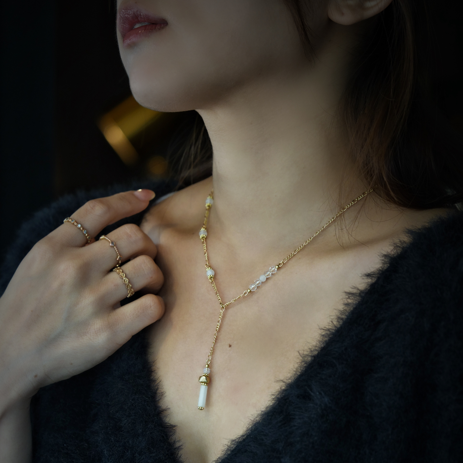 空白狀態｜漢白玉白月光項鍊 N0062