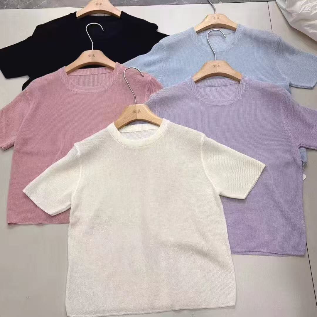 A3347-微透針織糖果短袖上衣