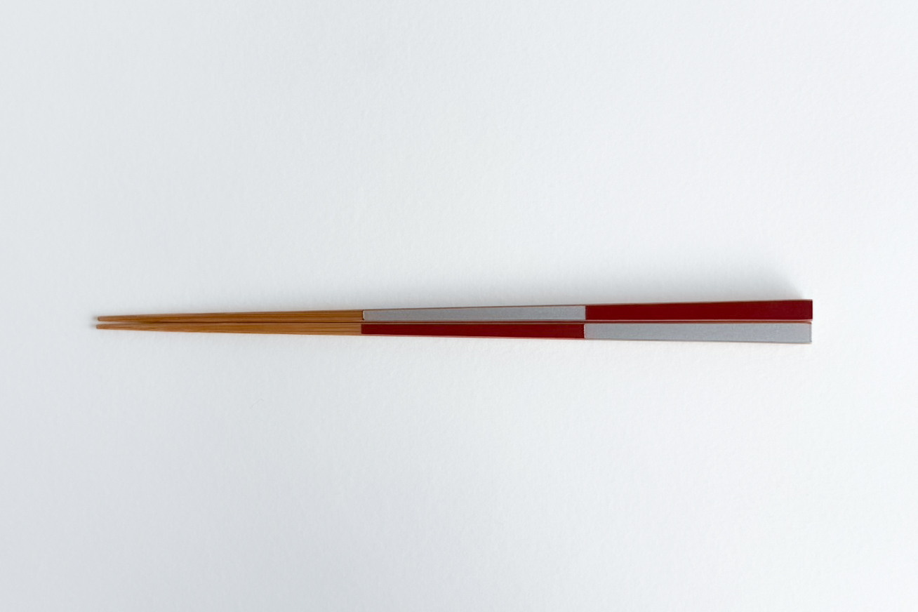 公長齋小菅-銀市松筷 / 紅