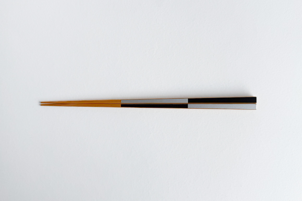 公長齋小菅-銀市松筷 / 黑