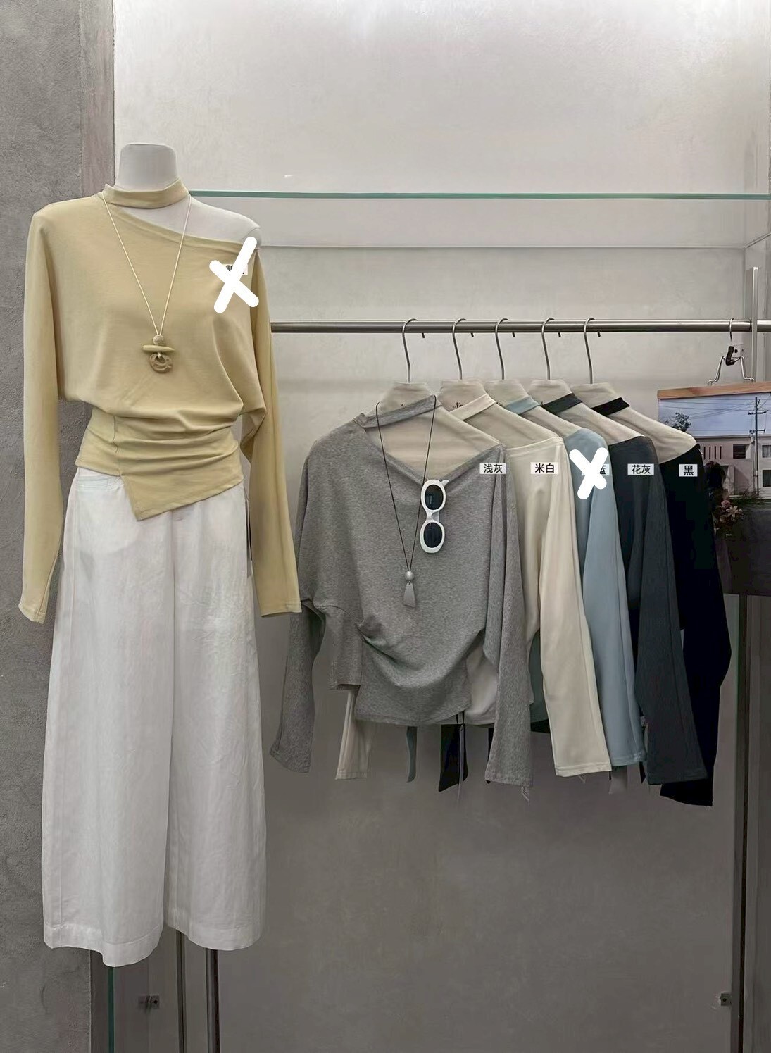 A3352-掛脖收腰抓皺上衣