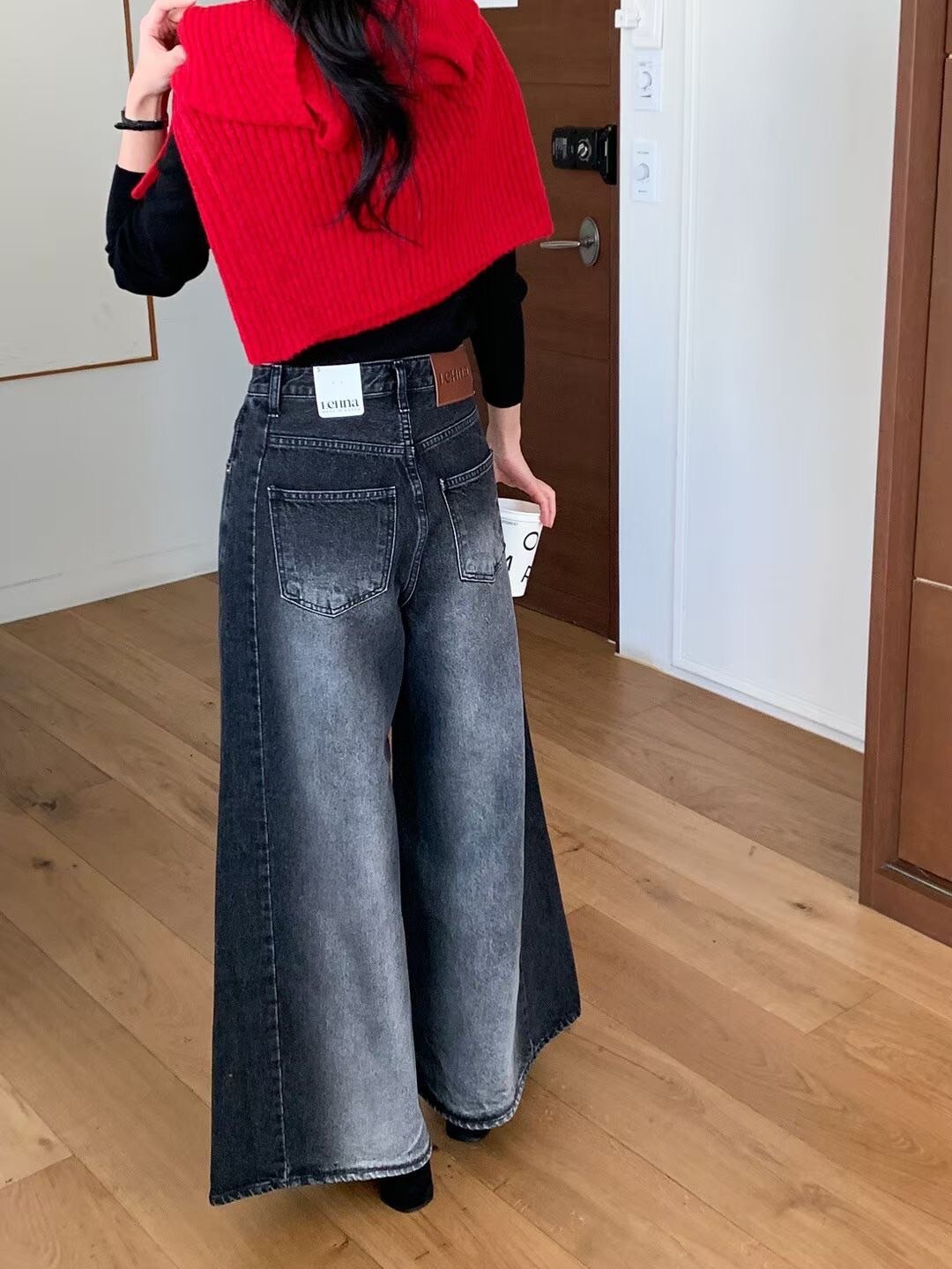 時髦女子刷白色系牛仔寬褲-S-L / 2色