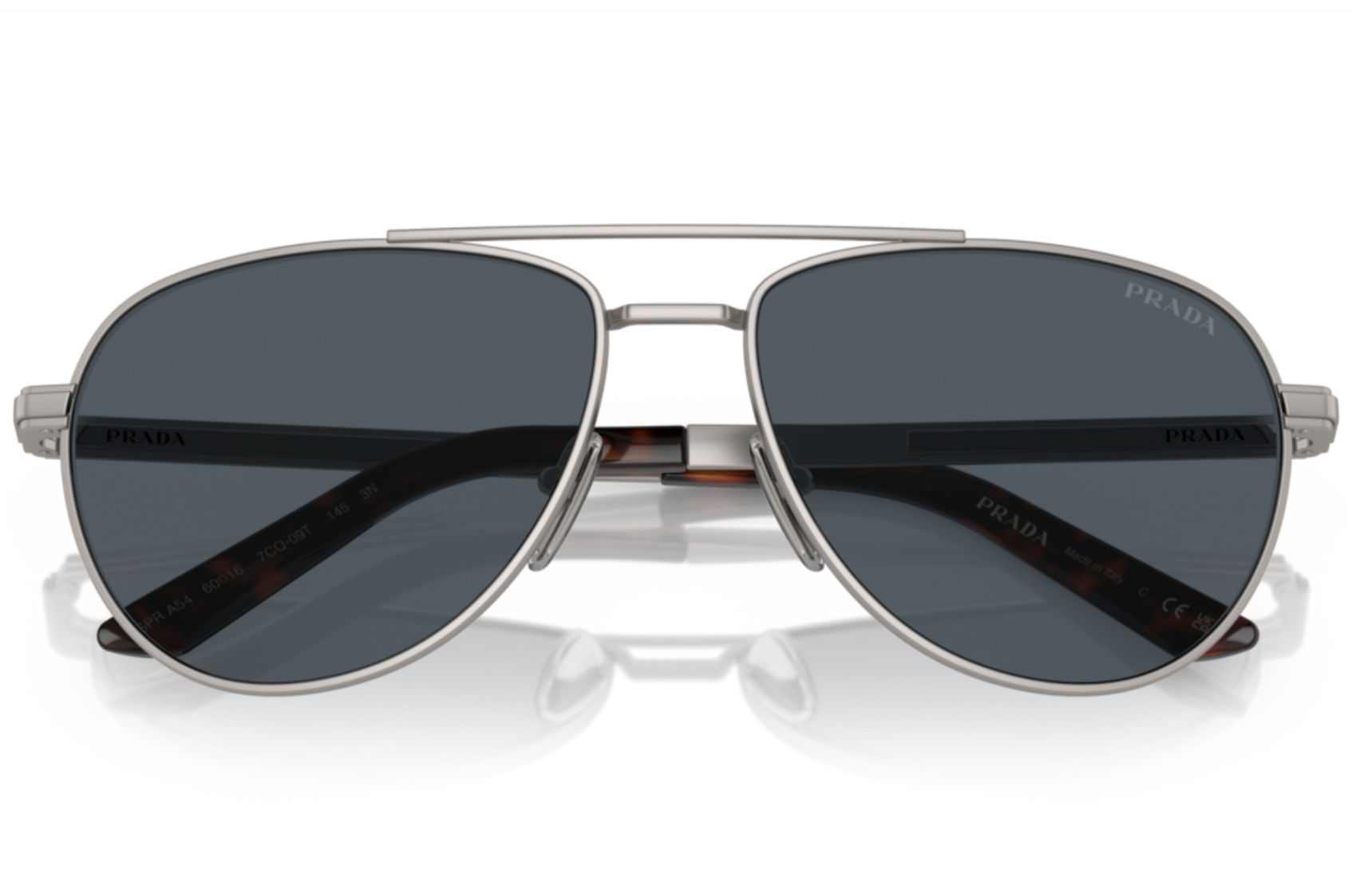 【PRADA】SPR A54S 7CQ09T-60mm 飛行員太陽眼鏡♣(槍灰 深灰鏡片)