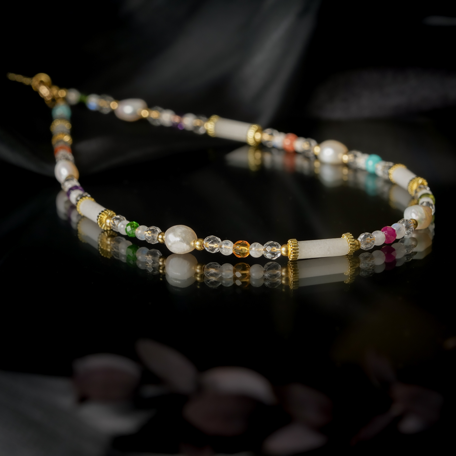 靈感散步｜漢白玉珍珠紫水晶項鍊 N0064