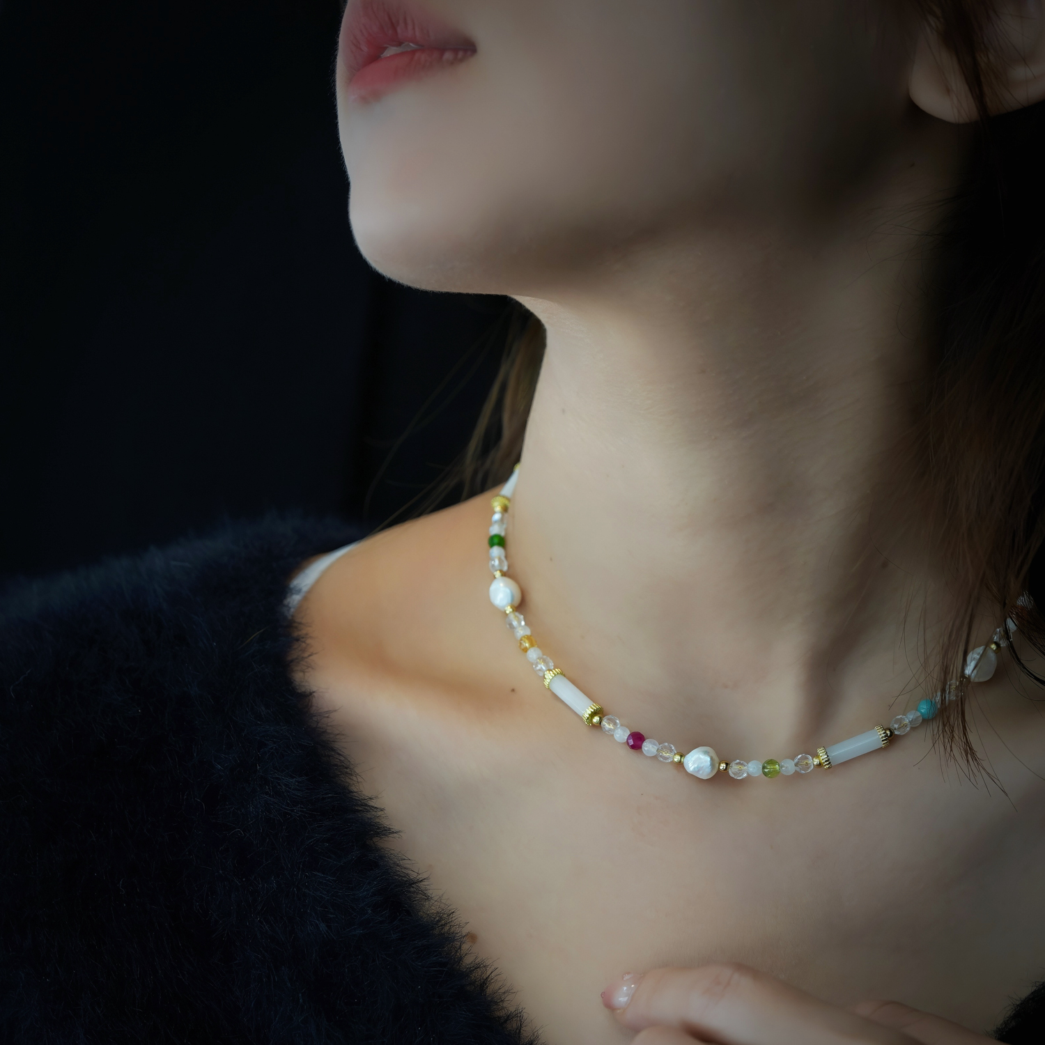 靈感散步｜漢白玉珍珠紫水晶項鍊 N0064