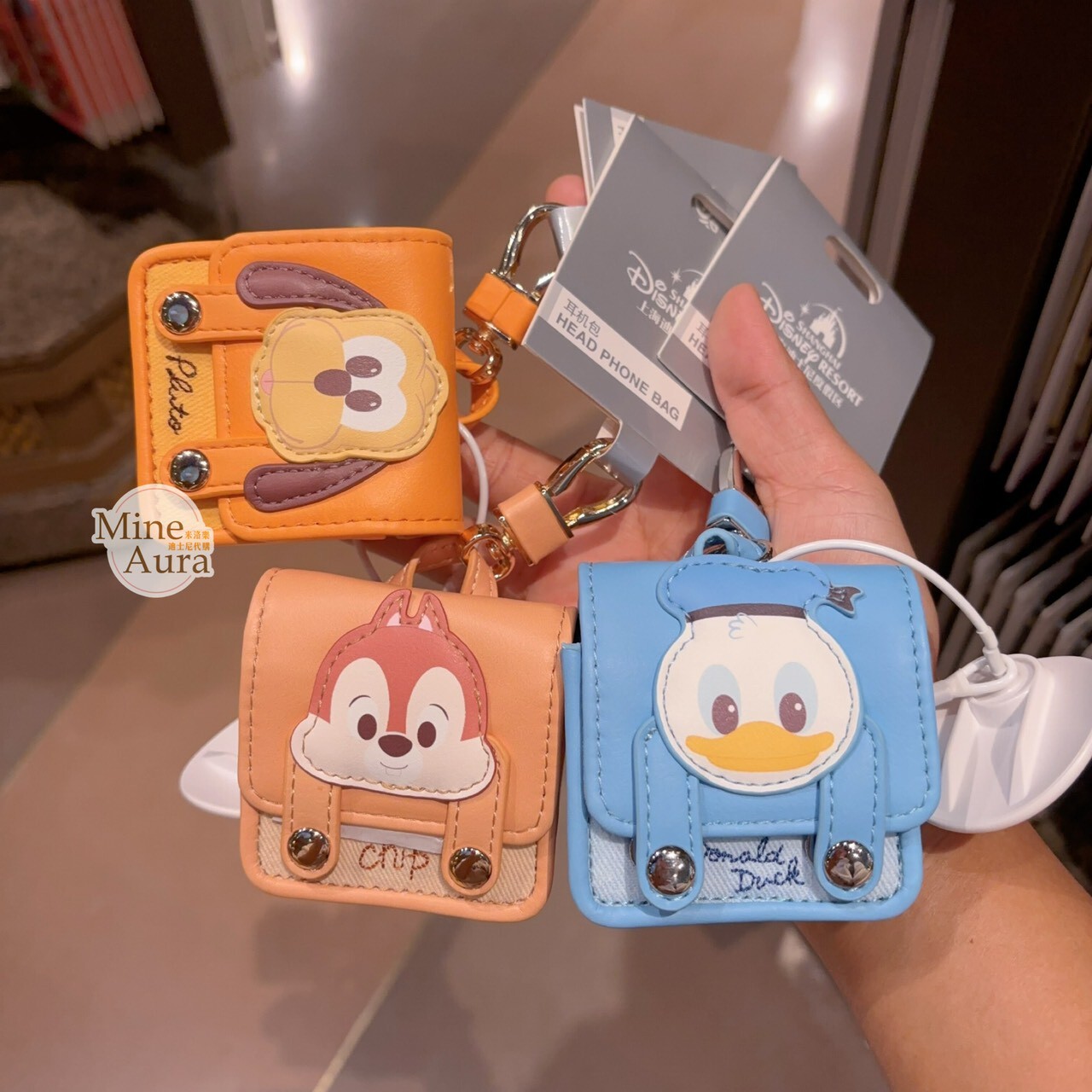 黑鼻 奇奇 Chip 小書包造型 耳機包 收納包 吊飾 奇奇蒂蒂 Chip 'n Dale -上海迪士尼樂園