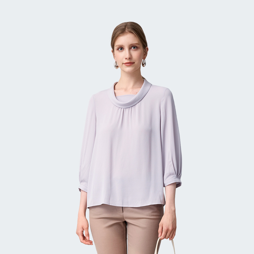 柔霧立領垂墜感上衣