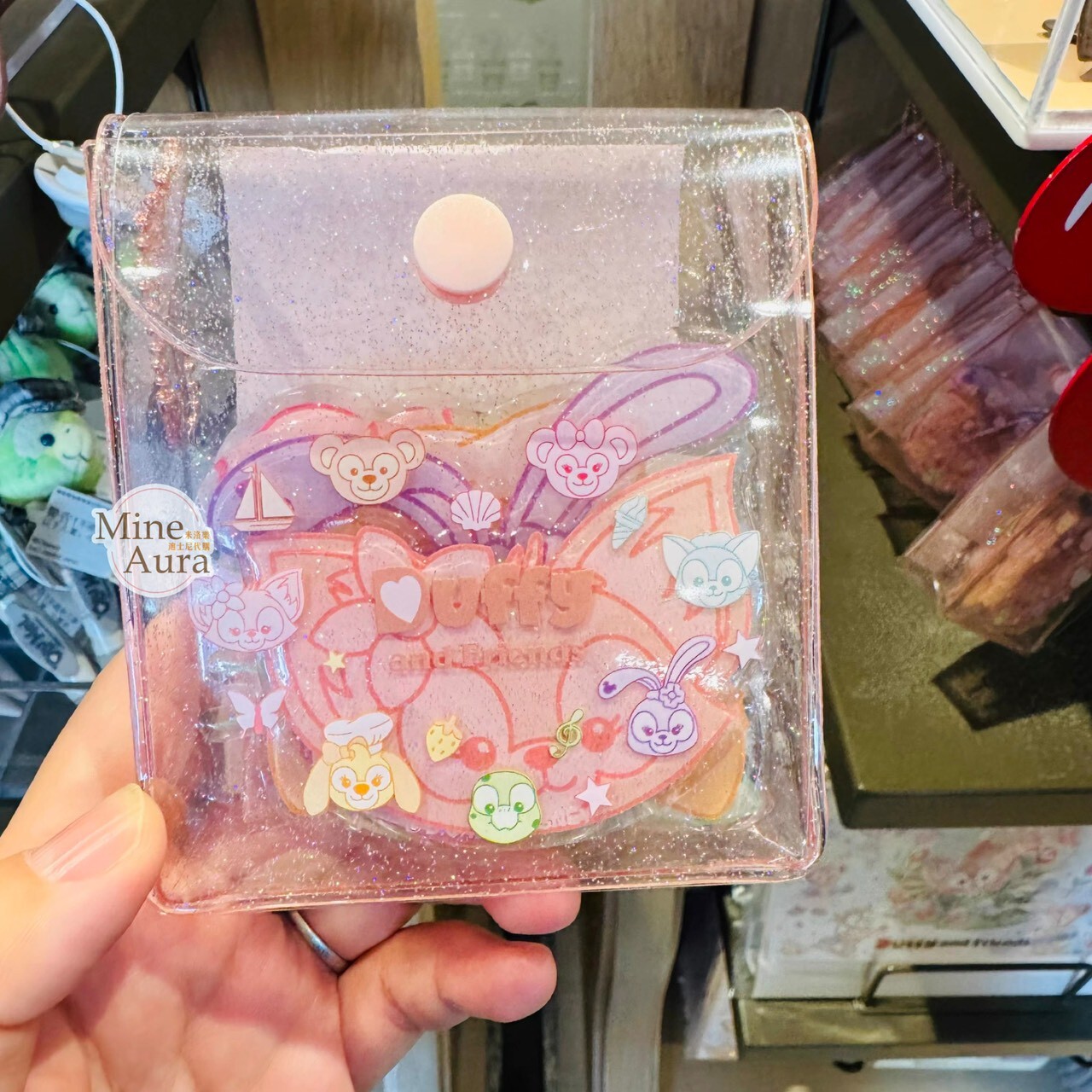 達菲 Duffy 與好友們 繽紛糖豆系列 造型 貼紙包 透明收納包 吊飾 -上海迪士尼樂園