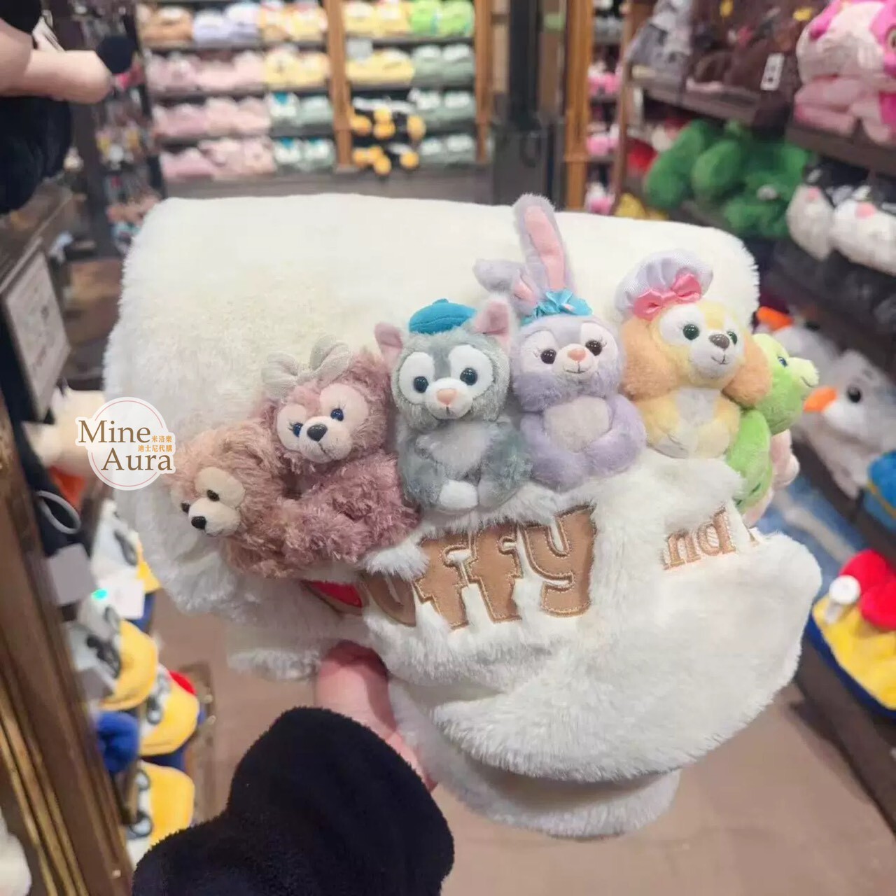 達菲 Duffy 與好友們 蝴蝶結 連帽造型 披肩 毛毯 可摺疊收納 -上海迪士尼樂園