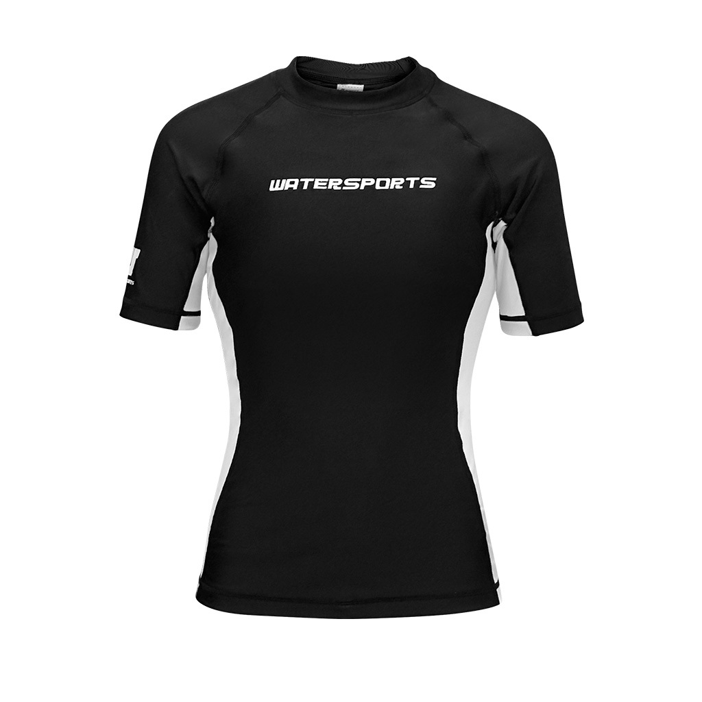 Women's S/S Rash Top with Sport Bra - Black/White