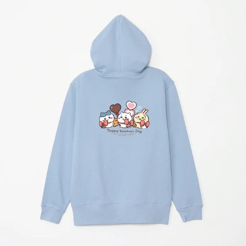 2026 Chiikawa Happy Valentine's Day Zip Hoodie (蝴蝶結款,9色) *只有背面有圖案