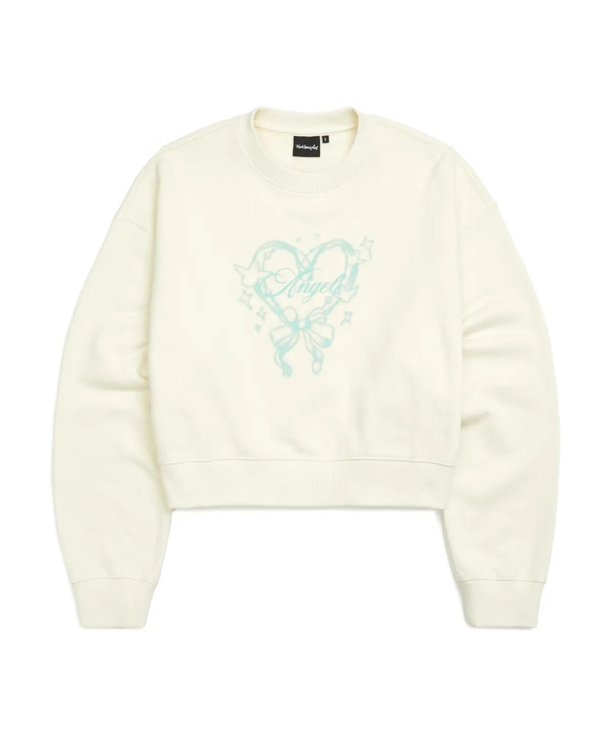 【OWN】Mark Gonzales 長袖 上衣 短版 衛衣 愛心 緞帶 天使 小飛人 秋冬 女款 深藍 米白