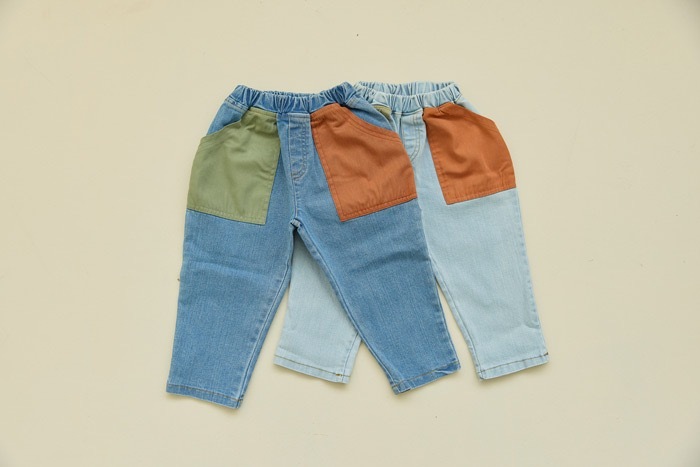 拼色牛仔褲
