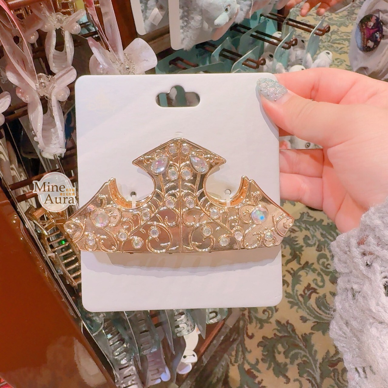 公主皇冠造型 亮鑽 髮夾 髮抓 鯊魚夾 -香港迪士尼樂園