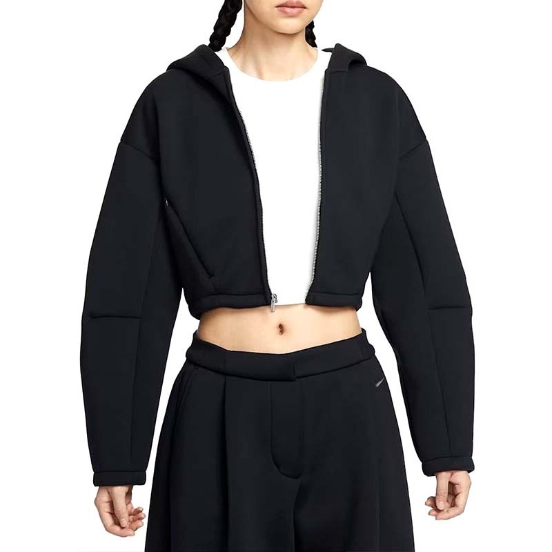 Nike W Nsw Pregame Flc Fz 女款 短版 連帽外套 LISA同款 黑色 HV2077-010 [國內代購]